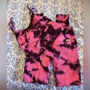 Bombshell Sportswear Tie Dye Seamless Set in Crystal Neon Pink
